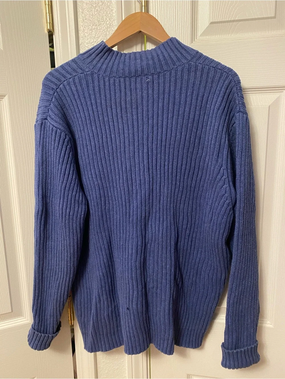 Lands' End Women’s Ribbed Half-Zip Sweater in Blue